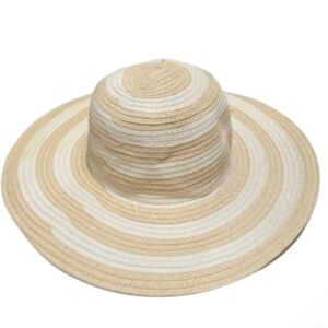 Two Tone Wide Brimmed Straw Hat